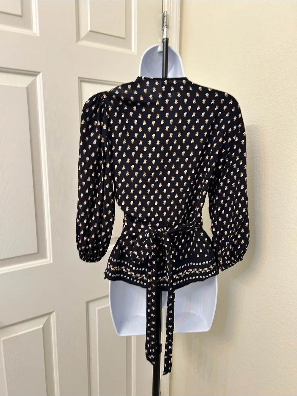 Faithfull the Brand Black Floral Wrap Blouse